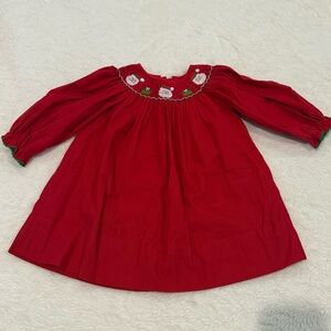 Edgehill Collection Red Kids Dress with Embroidery